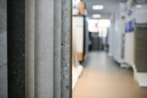 Large assortment of floor tiles or a selection at a hardware store. Repair material.